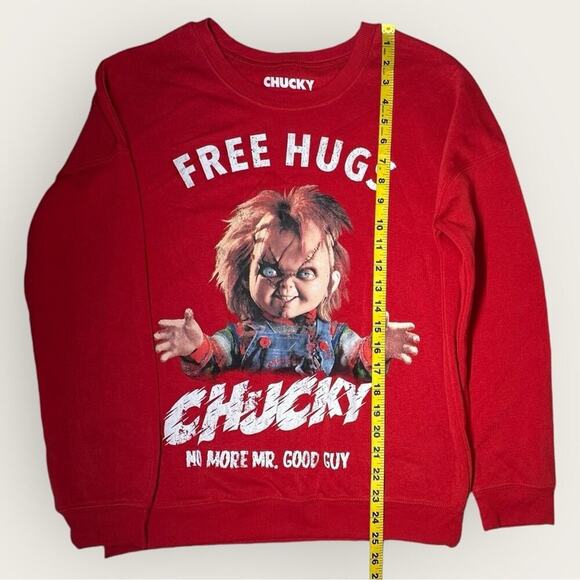 NWT | Chucky | Free Hugs No More Mr. Good Guy Pullover Sweatshirt | Red | Medium - Picture 7 of 7
